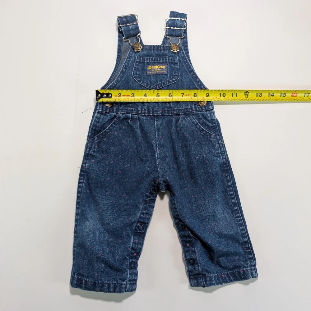 Vintage OshKosh B'gosh Faint Polka Dot Pattern Baby Vestbak Overalls